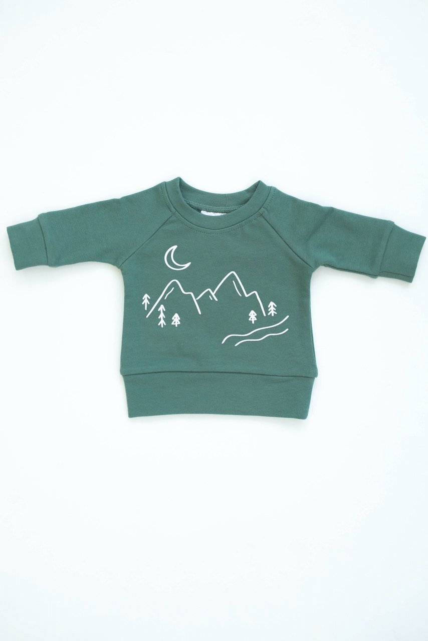 Green mountain print sweatshirt | ROOLEE