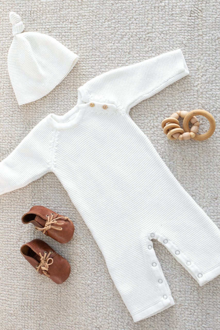 White ivory knit onesie | ROOLEE