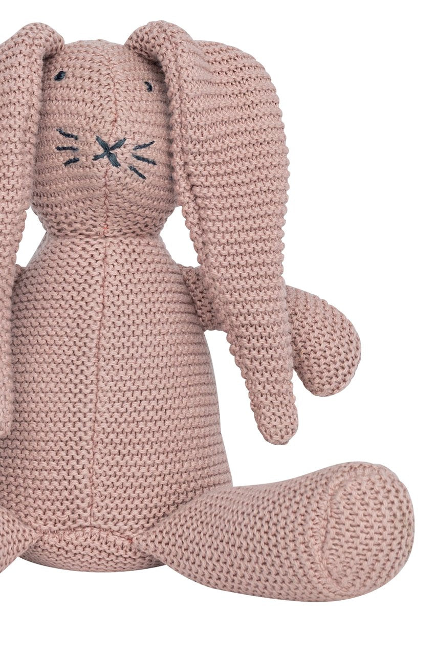 Mauve knit bunny stuffed baby toy | ROOLEE