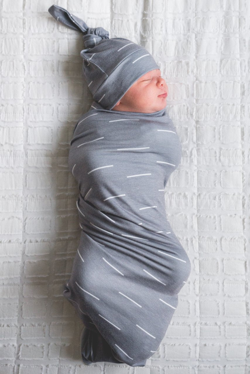 Grey printed baby swaddle | ROOLEE