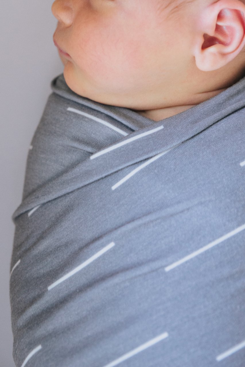 Blue white stripe stretch swaddle | ROOLEE