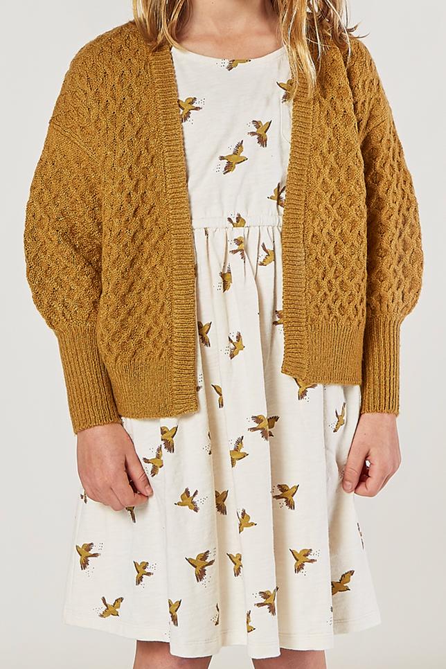 Cream printed babydoll dress for fall | ROOLEE