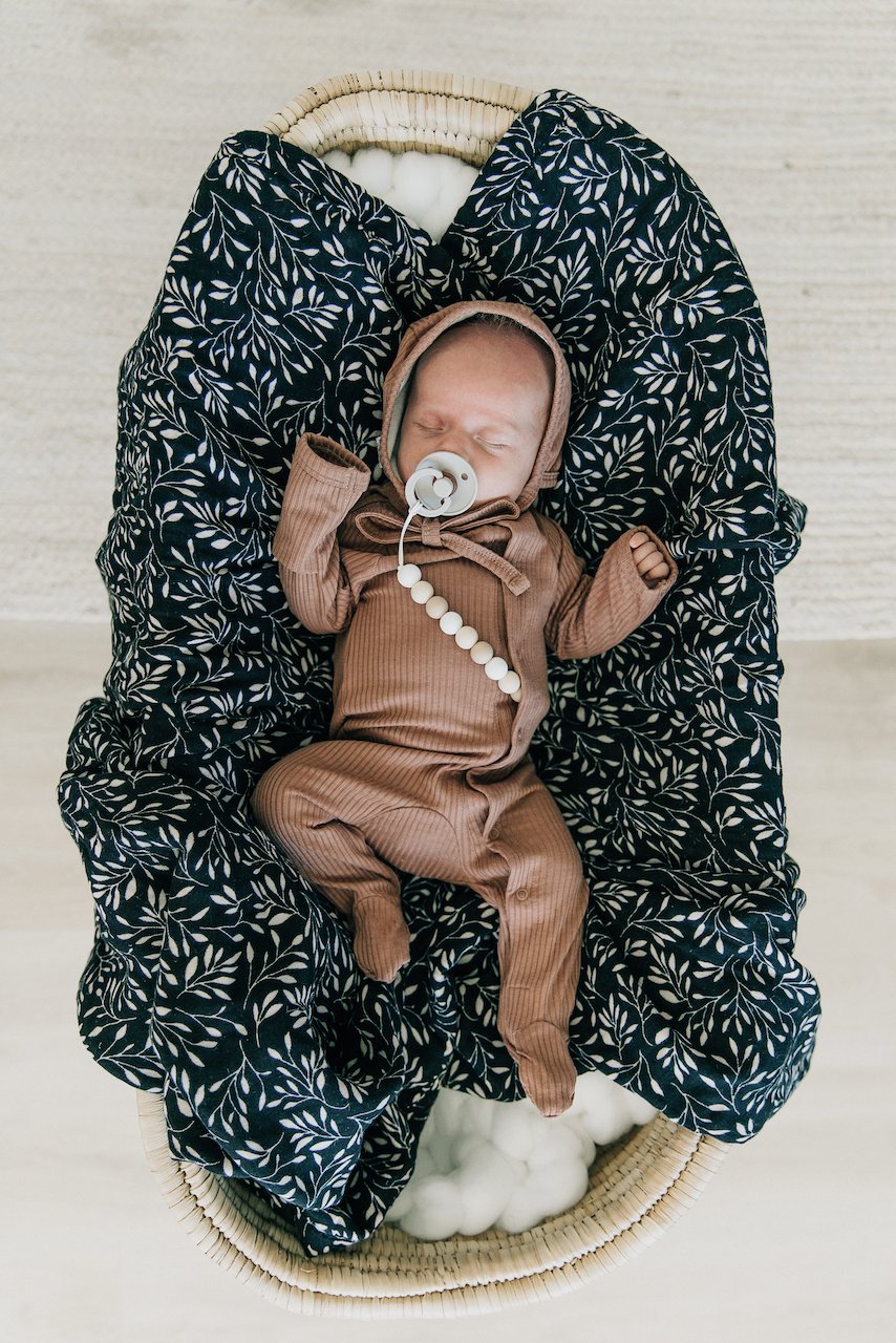 Black Vines Muslin Swaddle Blanket
