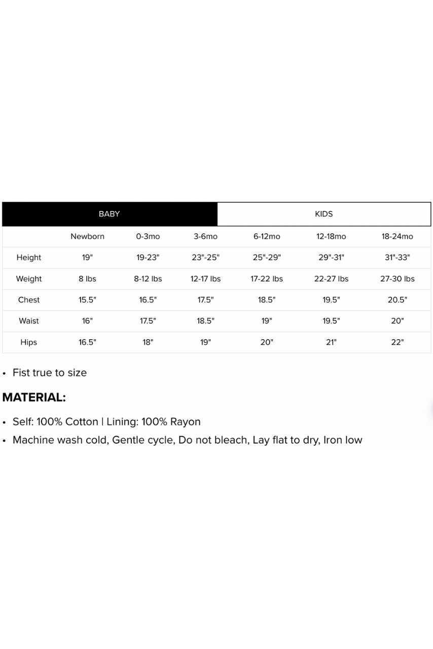 Baby Size Chart