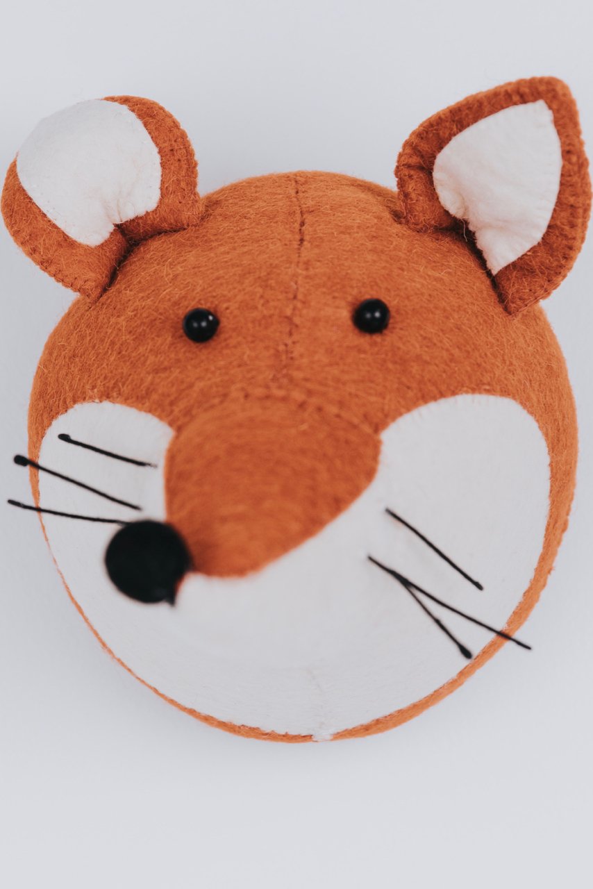 Handcrafted fox head wall decor for kids | ROOLEE Kids
