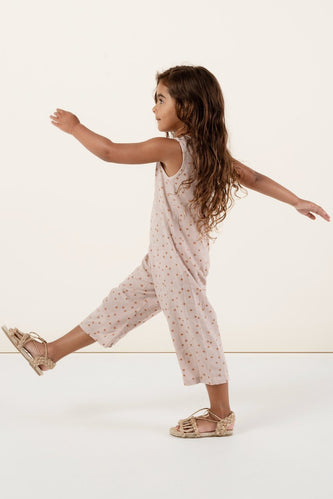Light pink print jumpsuit for girls | ROOLEE