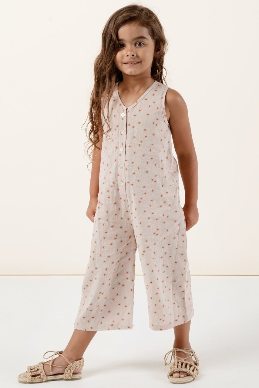 Button front sleeveless girls jumpsuit | ROOLEE