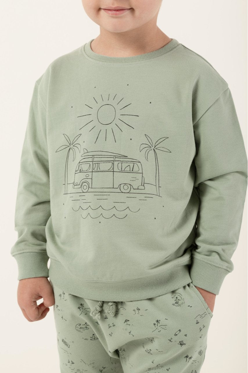 Mint green long sleeve kids pullover | ROOLEE