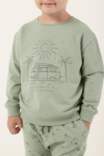 Mint green long sleeve kids pullover | ROOLEE