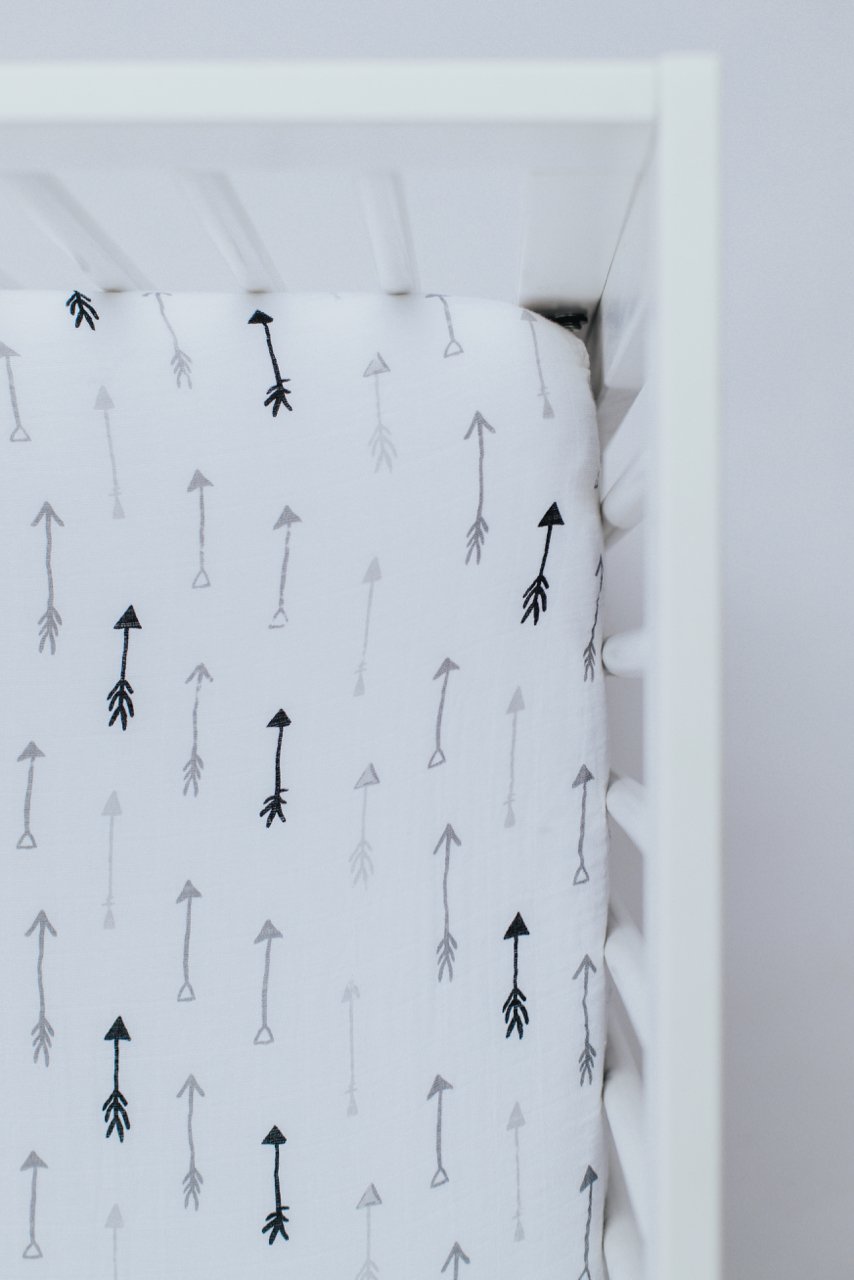 Arrow Cotton Muslin Crib Sheet