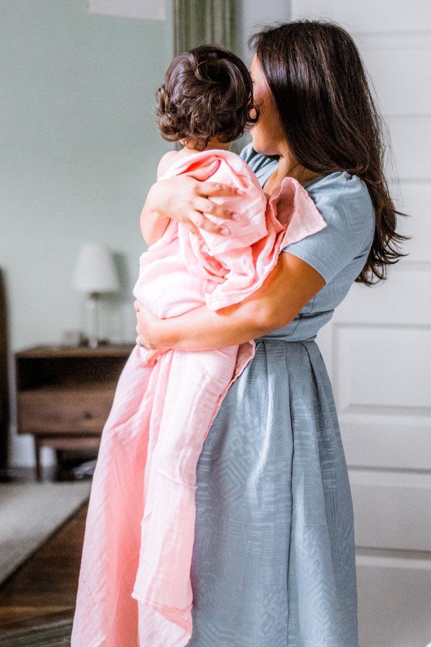 Pink floral roses swaddle set | ROOLEE