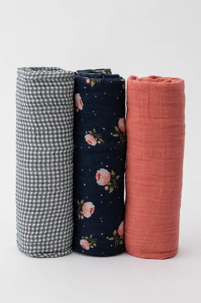 Midnight Rose Muslin Swaddle Set