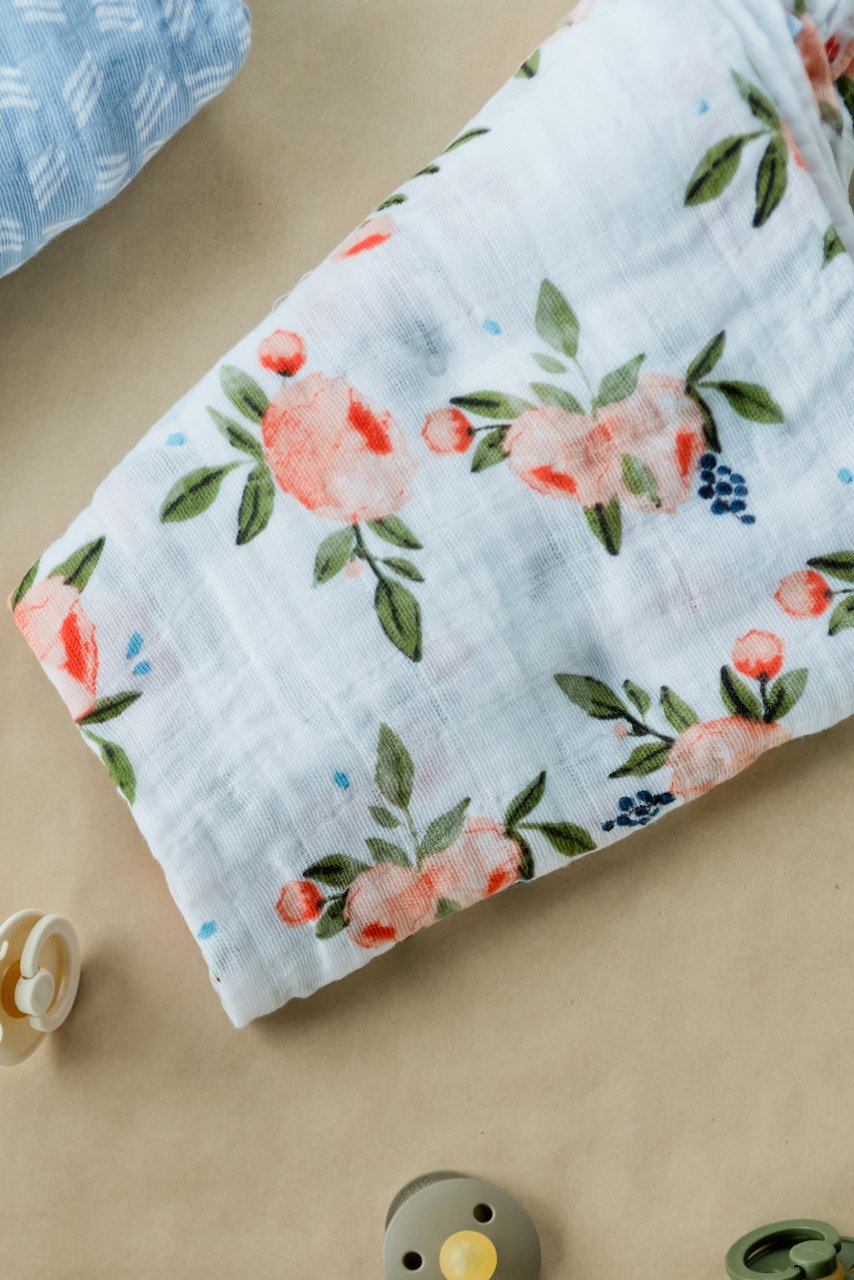 Pink roses baby muslin swaddle | ROOLEE