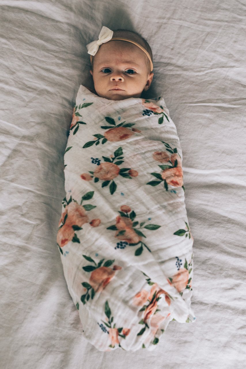 Pink floral roses swaddle set | ROOLEE