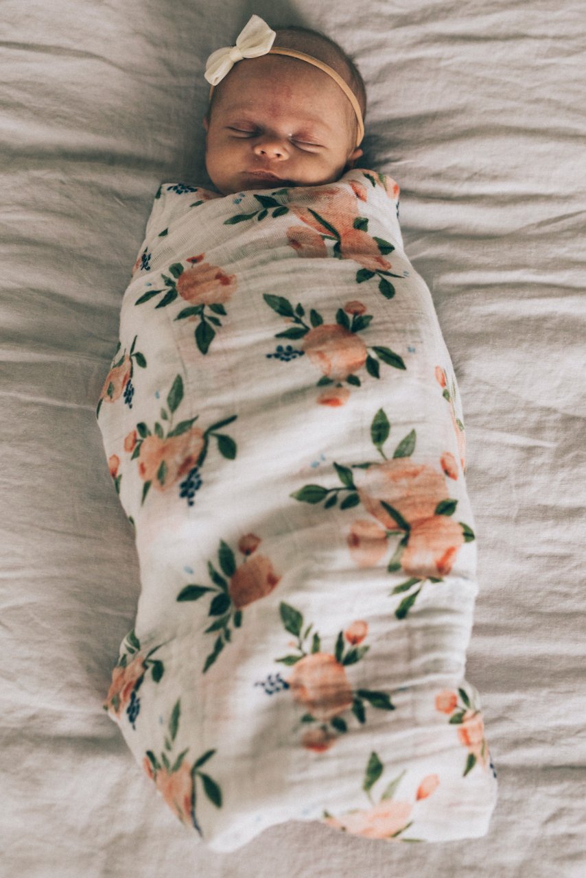 Pink floral roses swaddle set | ROOLEE
