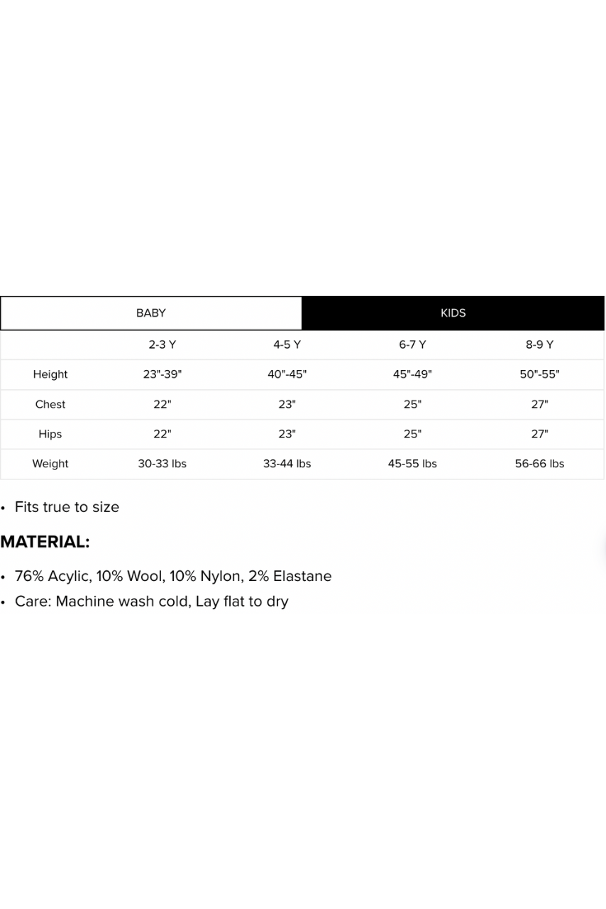 Kids Size Chart