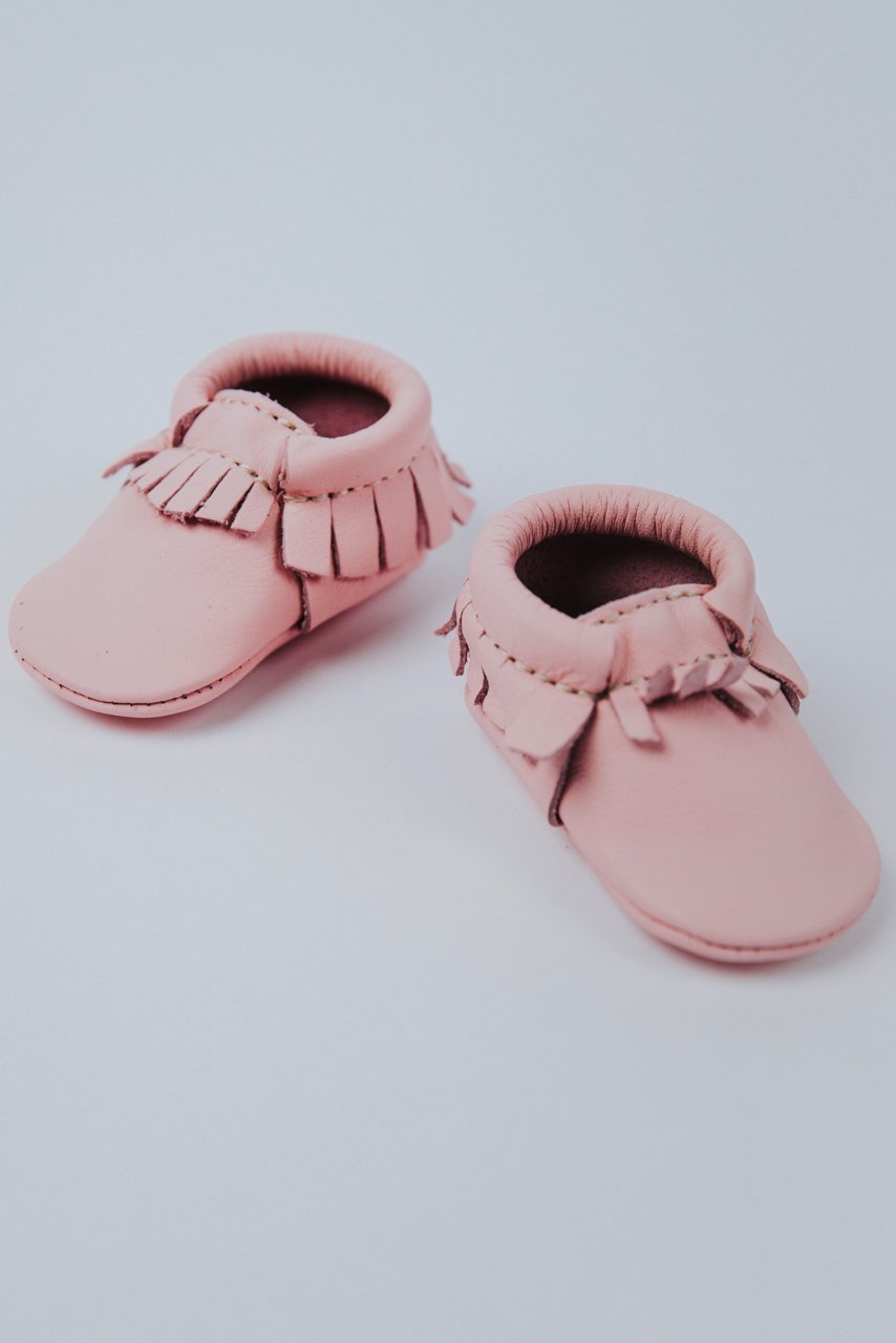 Pink Newborn Moccasins | ROOLEE