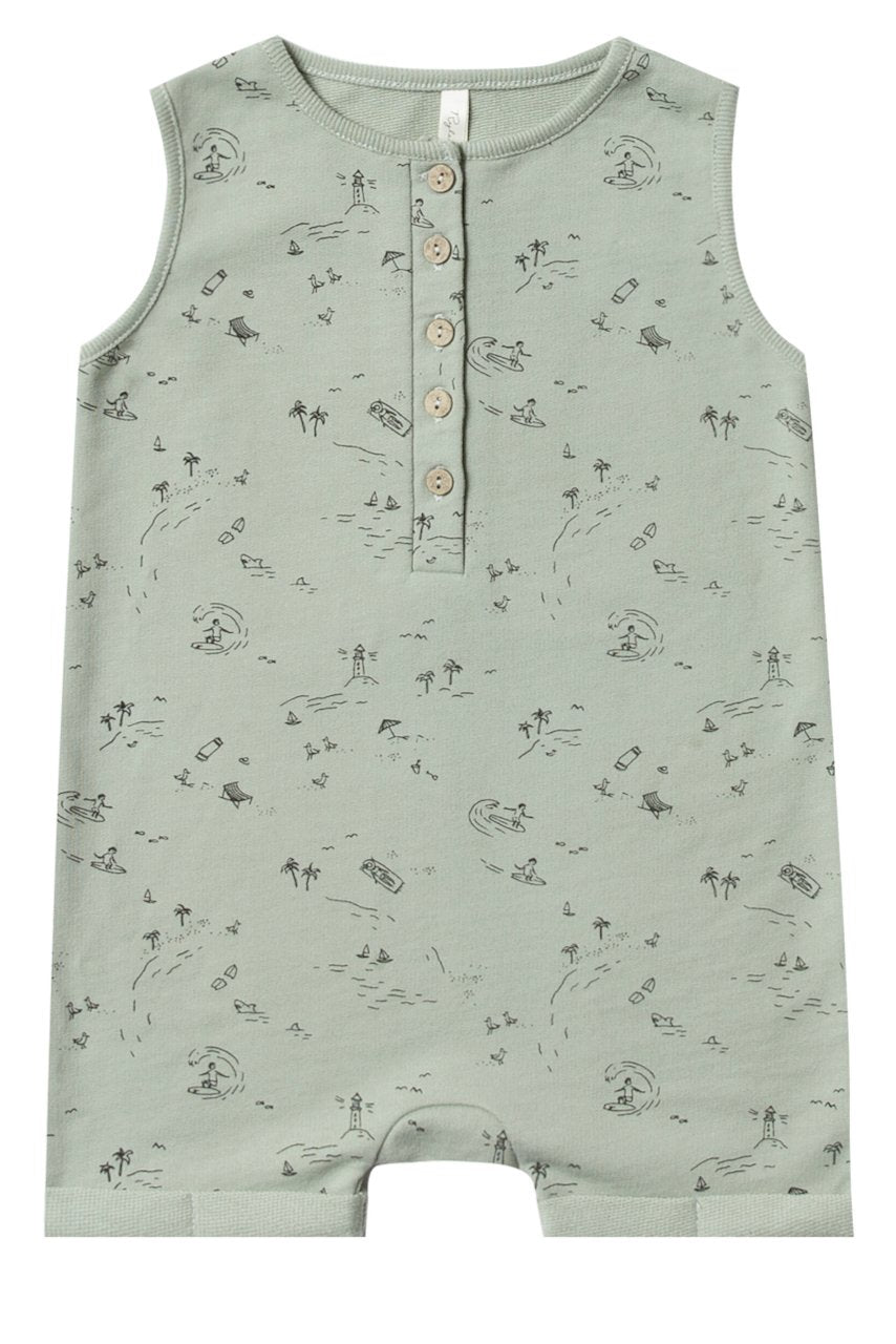 Button up henley sleeveless onesie | ROOLEE