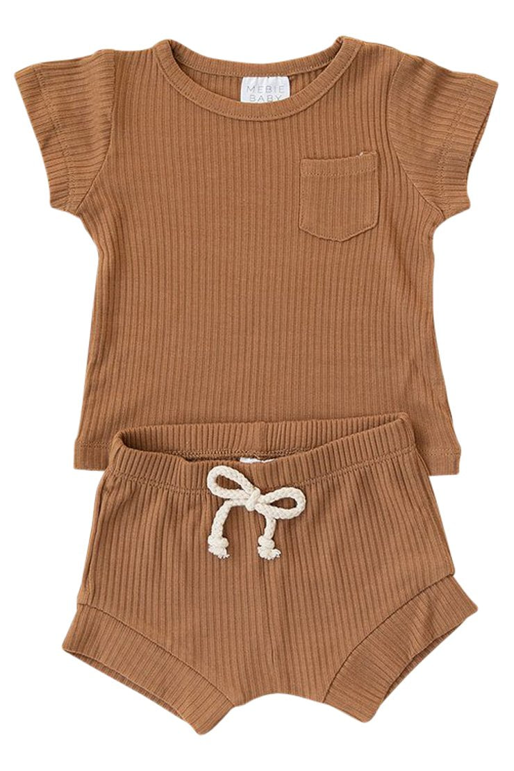 Copper ribbed boys two piece outfit | ROOLEE