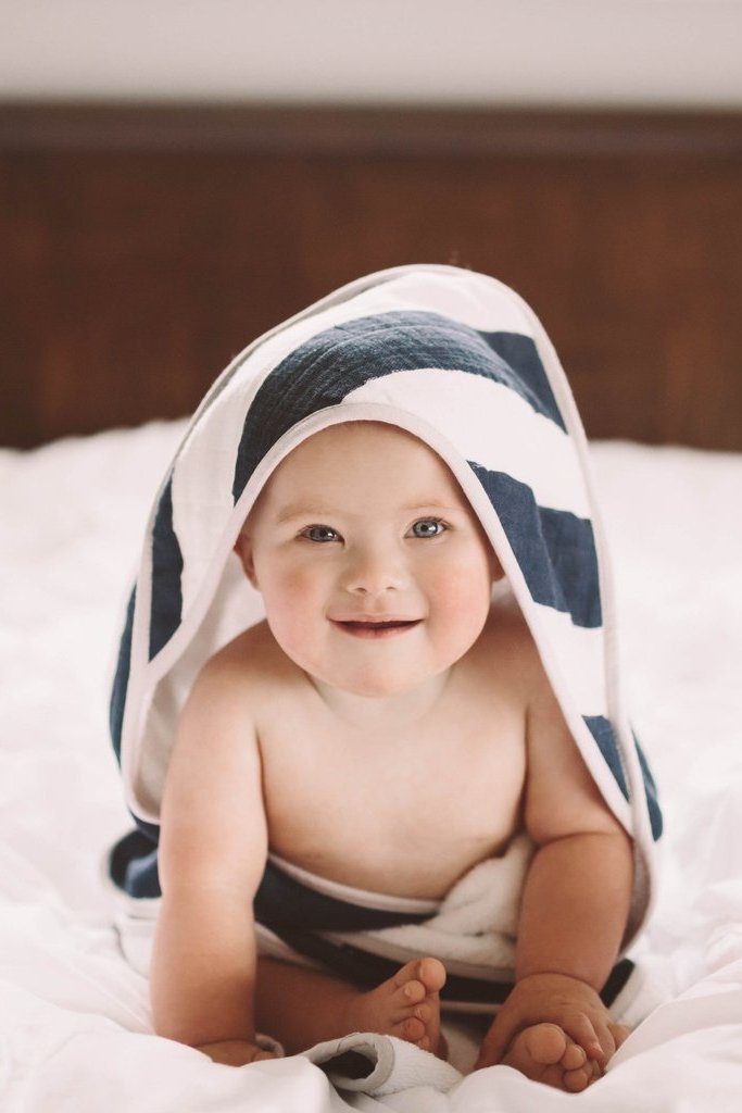 Hooded Towel Set - Navy Stripe