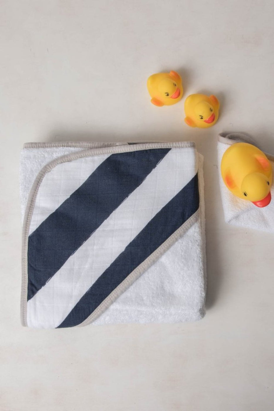Hooded Towel Set - Navy Stripe