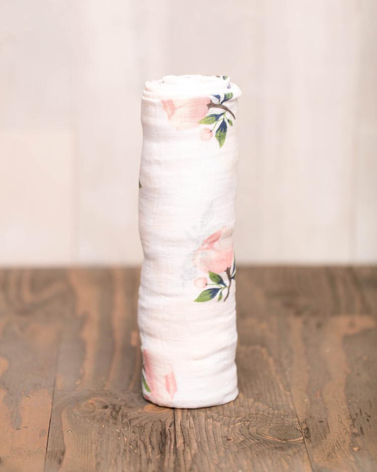 Pink roses baby muslin swaddle | ROOLEE