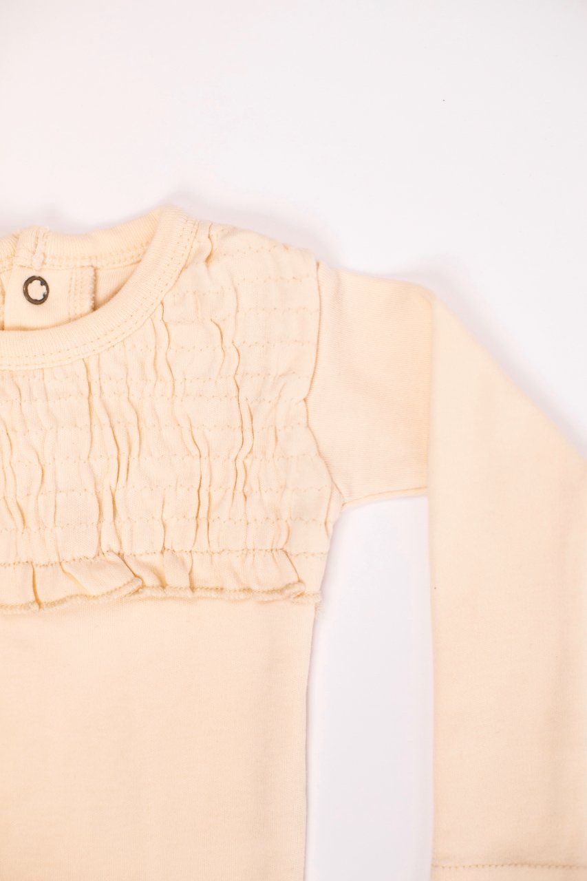 Beige Smocked Overall | ROOLEE