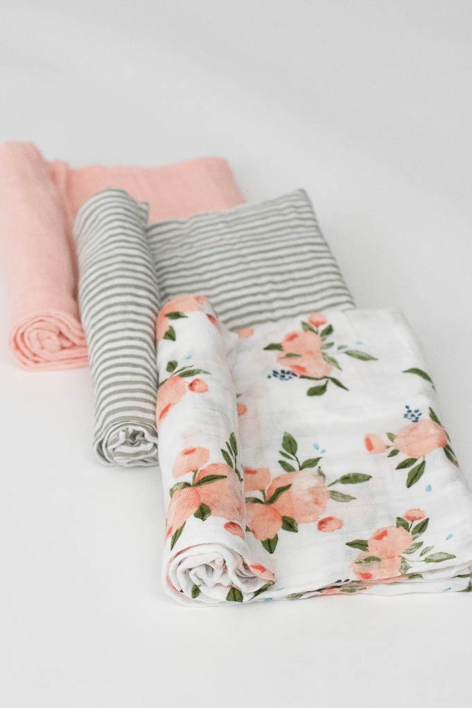 Watercolor Roses Muslin Swaddle Set