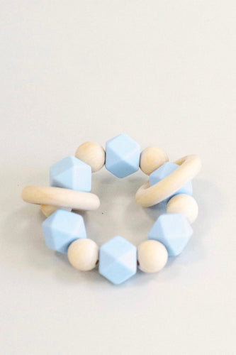 Hexagon Baby Teether in Baby Blue | ROOLEE