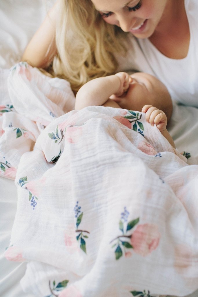 Pink roses baby muslin swaddle | ROOLEE
